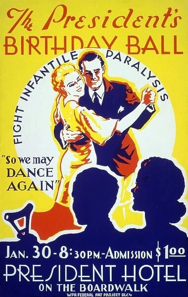 POLIO FUNDRAISER, c1938. Poster for a gala at The President Hotel in Atlantic City