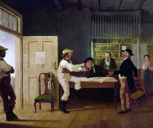 Politicians at a Country Bar. Oil on canvas by James Goodwyn Clooney, 1844