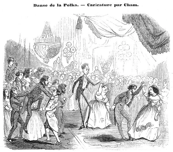 POLKA, 1844. Caricature of the polka, 1844, by Cham (Comte Amedee de Noe)