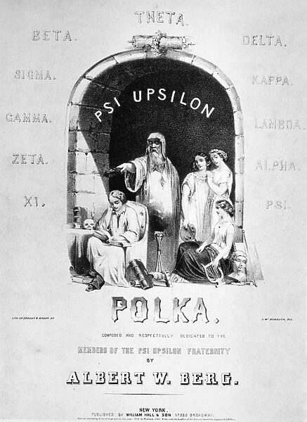 POLKA SONG SHEET COVER. Lithographed sheet music cover, 1852