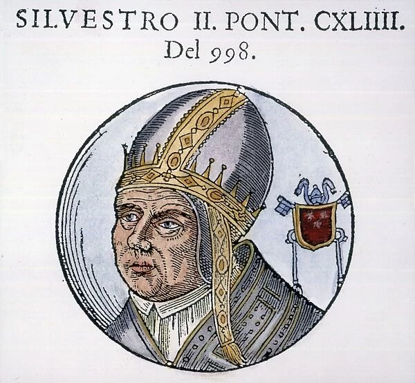 POPE SYLVESTER II (c945-1003). Woodcut, Venice, 1592