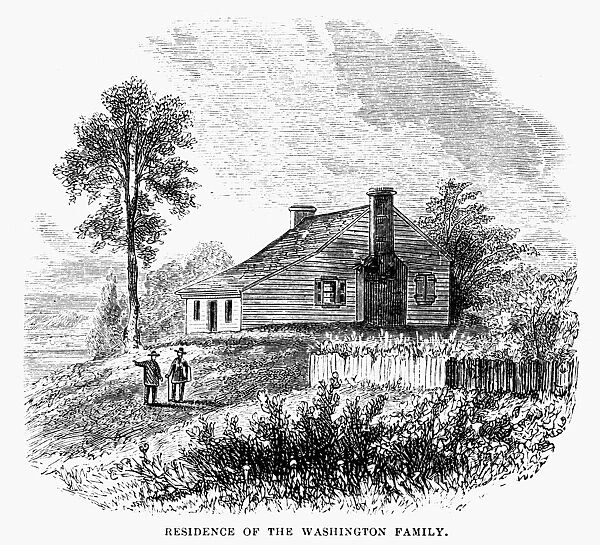 Popes Creek, Wakefield, in Westmoreland County, Virginia, the birthplace of George Washington. Engraving, 19th century