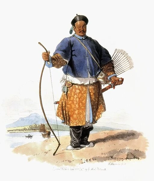 Portrait of Van-Ta-Zhin, a military mandarin. Lithograph published, 1797, in London after a contemporary watercolor by William Alexander