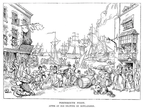 PORTSMOUTH POINT, c1814. The port at Portsmouth, Hampshire, England