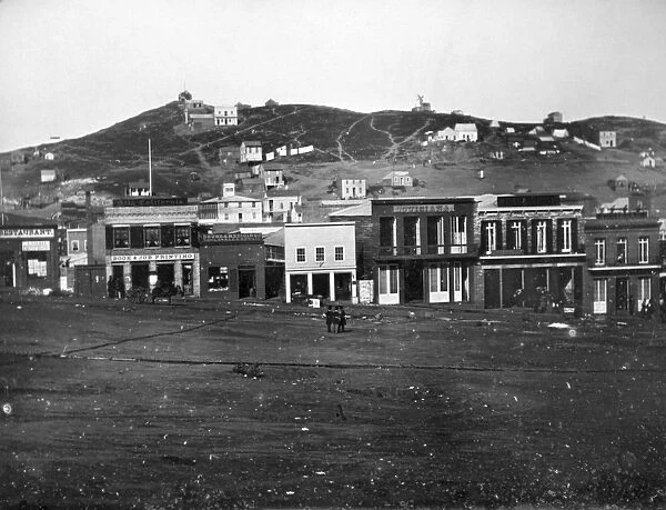 Portsmouth Square in San Francisco, California. Daguerreotype, c1850