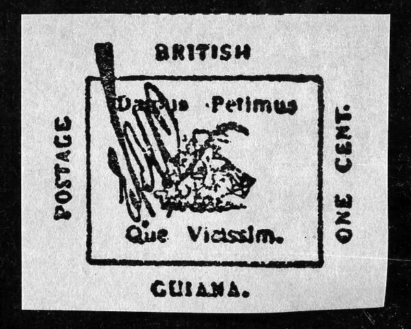 POSTAGE STAMP, 1856. The worlds rarest stamp, the 1856 British Guiana one-cent magenta