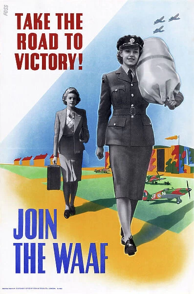POSTER: AIR FORCE, c1943. Take the road to victory! Join the WaF! British poster