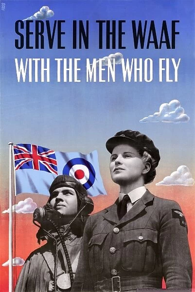 POSTER: AIR FORCE, c1943. Serve in the WaF with the Men who fly! British poster