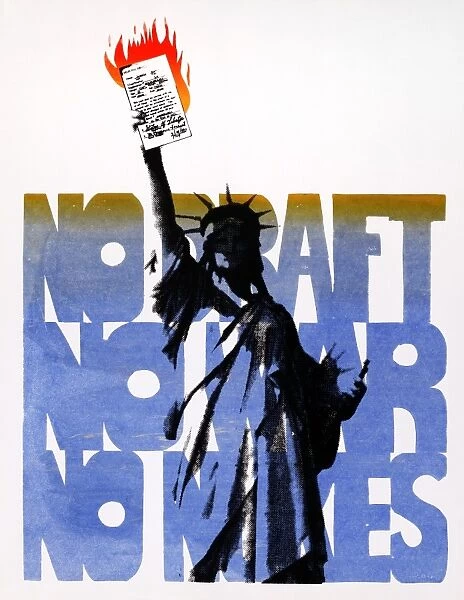 POSTER: ANTI-WAR, c1975. No draft, no war, no nukes. Silkscreen poster, c1975