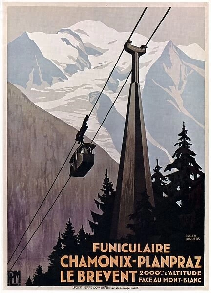 POSTER: CABLE CAR, c1920. French poster advertising the gondola ride from Chamonix to Plan Praz