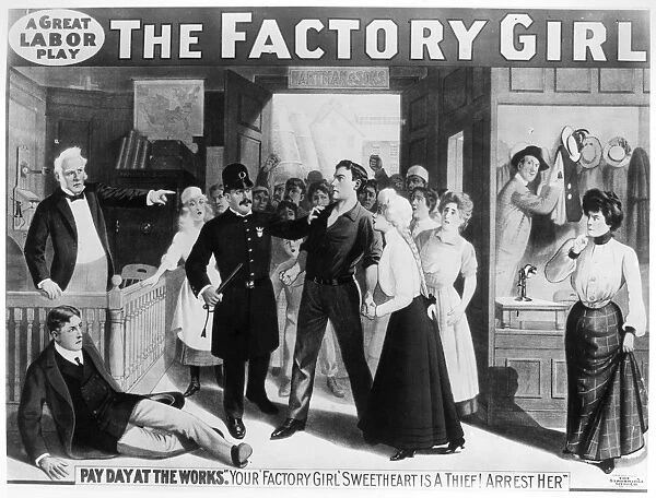 POSTER: THE FACTORY GIRL. Lithograph poster for the American play, The Factory Girl