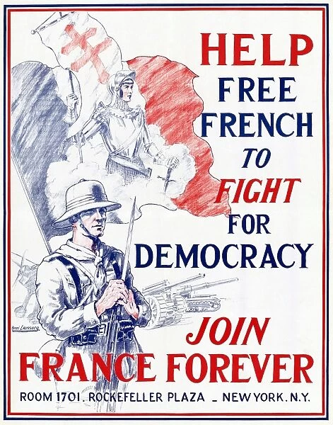 POSTER: FREE FRANCE ARMY. Poster promoting the Free French Army during World War II