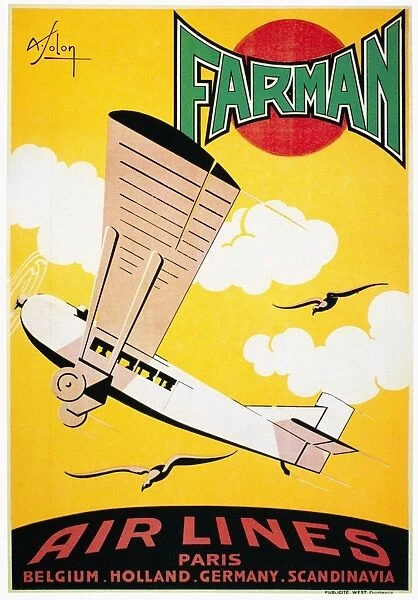 Poster for the French airline company Farman, 1926, depicting the Farman F-170 Jabiru passenger plane