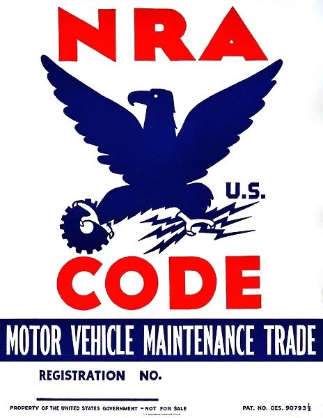 POSTER: NRA, c1933. Poster for the National Recovery Administration code for motor
