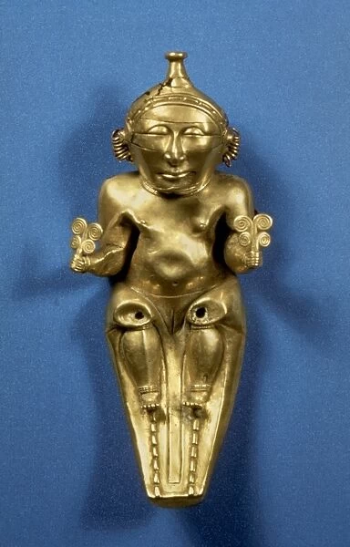 PRE-COLUMBIAN GOLD. Female figurine. Columbia, Quimbaya
