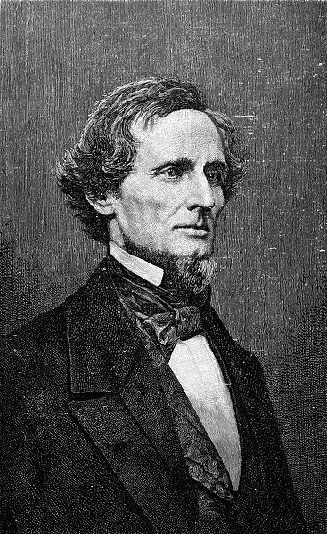 President of the Confederate States of America. Wood engraving after a photograph by Mathew Brady
