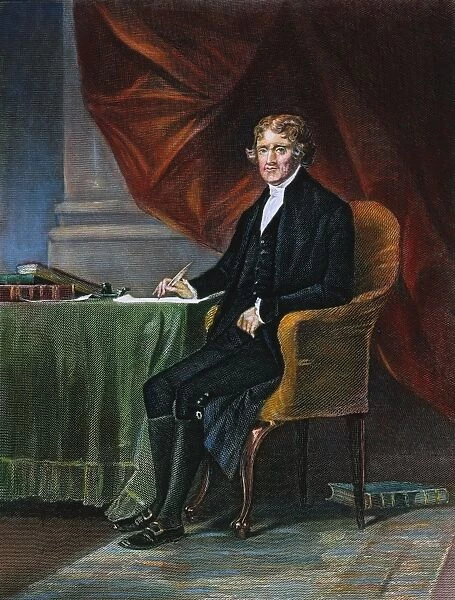 Third President of the United States. Colored engraving, 19th century