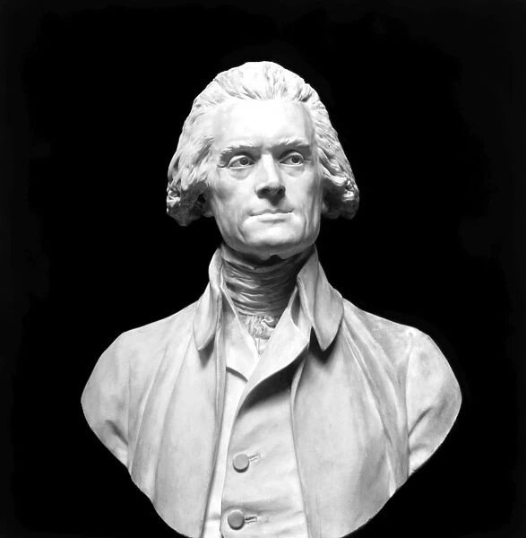 Third President of the United States. Marble bust by Jean Antoine Houdon (1741-1828)
