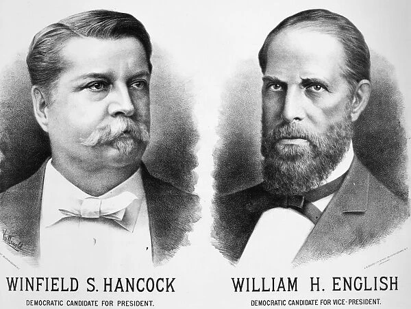 PRESIDENTAIL CAMPAIGN, 1880. Winfield S. Hancock and William H. English as the Democratic party candidates for President and Vice President. Lithograph campaign poster, 1880