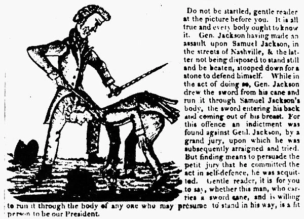 PRESIDENTIAL CAMPAIGN, 1828. Detail from one of the anti-Jackson Coffin Handbills published during Andrew Jacksons Presidential campaign of 1828