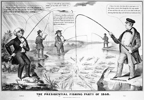 PRESIDENTIAL CAMPAIGN, 1848. A pro-Zachary Taylor lithograph cartoon of 1848, deriding Martin Van Burens Free-Soil candidacy