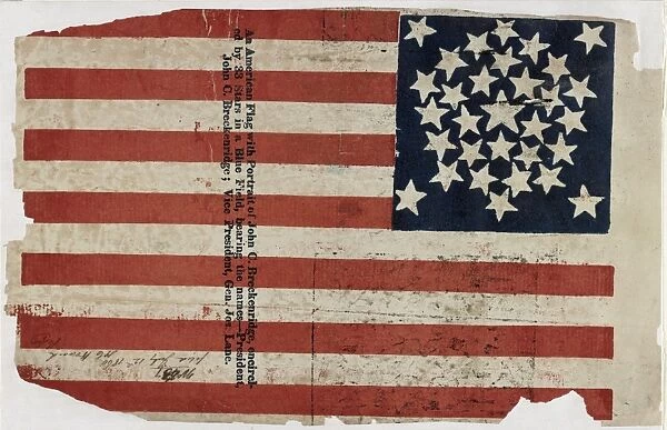 PRESIDENTIAL CAMPAIGN, 1860. Proof for an American flag campaign banner for presidential