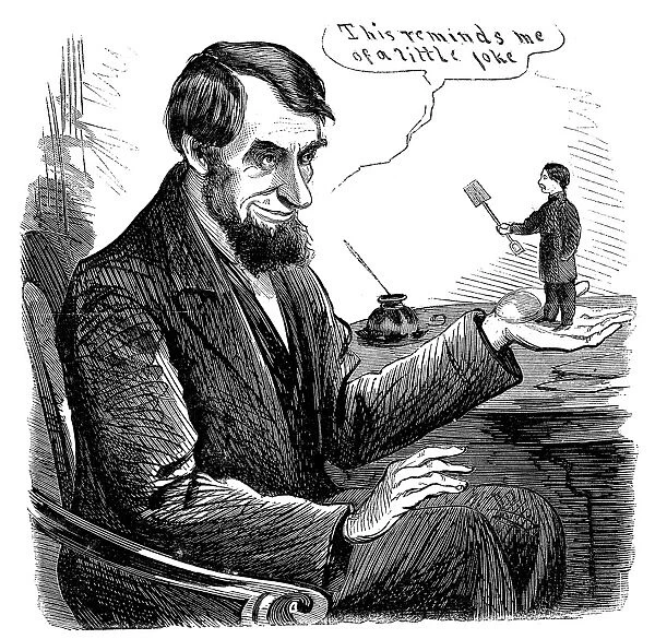 PRESIDENTIAL CAMPAIGN, 1864. American cartoon, 1864, showing President Abraham Lincoln viewing his Democratic party opponent, General George B. McClellan, as a rival of little stature and playing on Lincolns celebrated reputation for joking