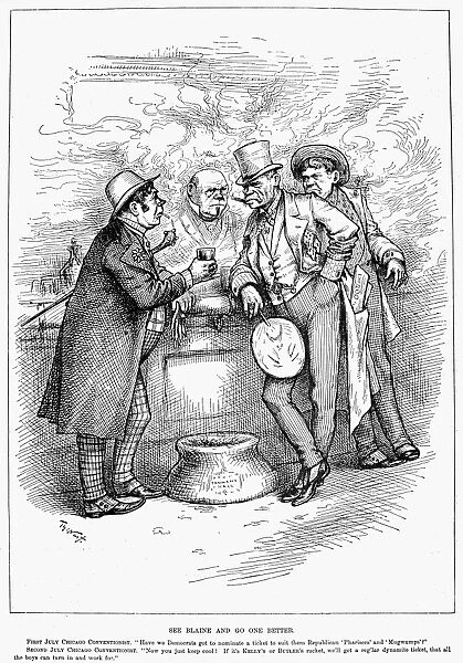PRESIDENTIAL CAMPAIGN. 1884. See Blaine and Go One Better. American newspaper cartoon of 1884 by Thomas Nast commenting on the bossism rife in the Democratic party