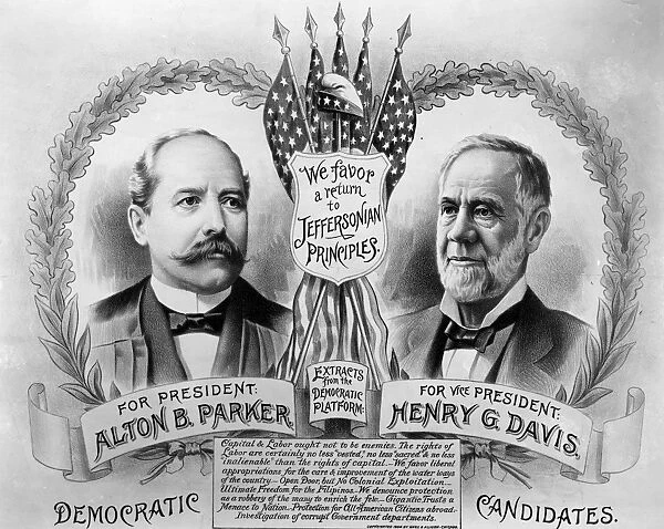 PRESIDENTIAL CAMPAIGN, 1904. Alton B. Parker and Henry G. Davis as the Democratic party candidates for President and Vice President on a 1904 campaign poster