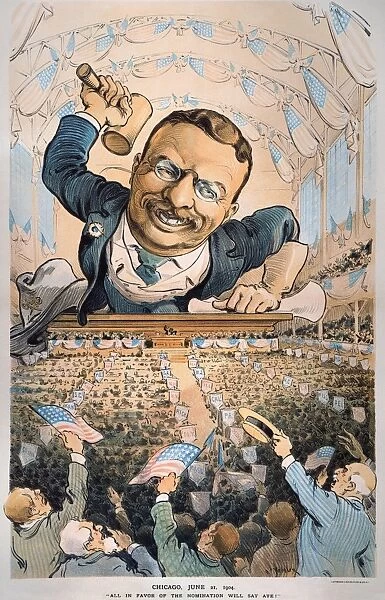 PRESIDENTIAL CAMPAIGN, 1904. President Theodore Roosevelt dominates the Republican National Convention at Chicago in this American cartoon of 1904 by Joseph Keppler, Jr