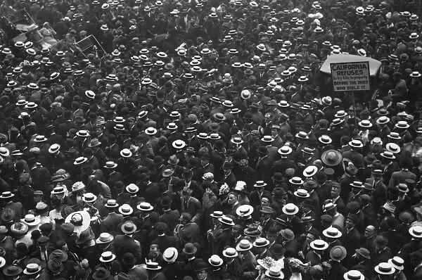 PRESIDENTIAL CAMPAIGN, 1912. A crowd of supporters of the candidacy of former president Theodore Roosevelt gathered in Chicago, Illinois, after walking out of the Republican National Convention in protest of the renomination of President William Howard Taft, June 1912