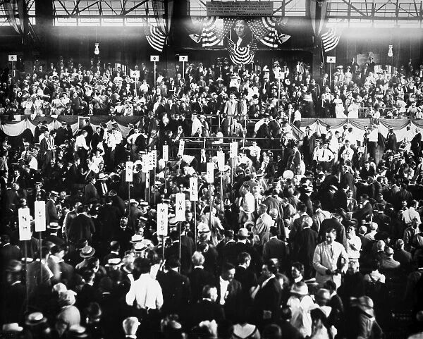 PRESIDENTIAL CAMPAIGN, 1912. The Democratic National Convention at Baltimore, Maryland, 1912. Woodrow Wilson and Thomas R. Marshall accepted the partys nomination for President and Vice President