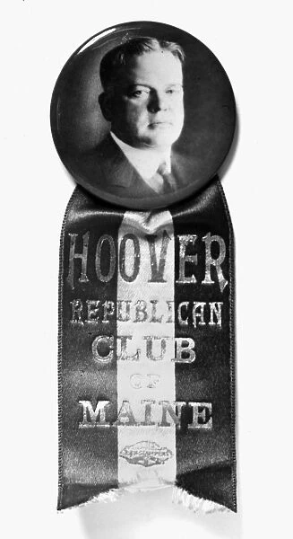 PRESIDENTIAL CAMPAIGN, 1928. A presidential campaign button supporting the republican candidate, Herbert Hoover, 1928