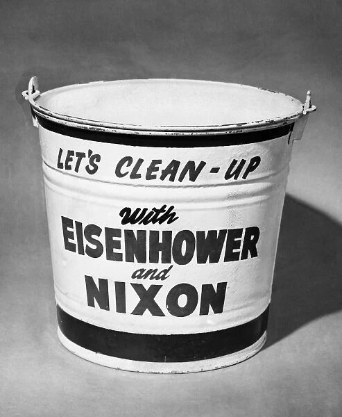 PRESIDENTIAL CAMPAIGN, 1952. Lets Clean-Up with Eisenhower and Nixon. Campaign memorabilia supporting Republican presidential and vice-presidential candidates, Dwight D. Eisenhower and Richard Nixon, 1952
