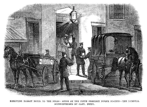 PRESIDENTIAL ELECTION, 1864. The removal of ballot boxes to the polls, at the fifth