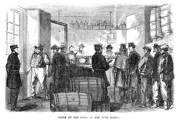 PRESIDENTIAL ELECTION, 1864. Scene at the polls in the Five Points slum district