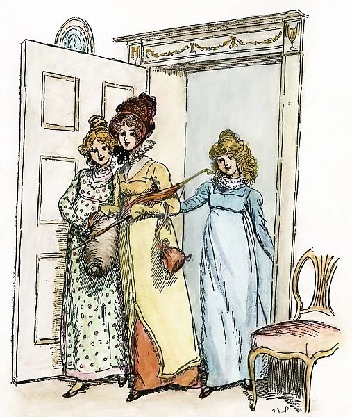 PRIDE & PREJUDICE, 1894. The Bennet sisters, Kitty and Lydia, along with Charlotte Lucas