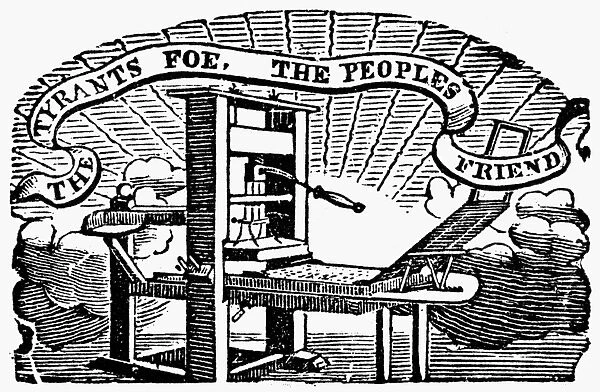 PRINTING, 18th CENTURY. The type of hand-press used in colonial America during the 18th century