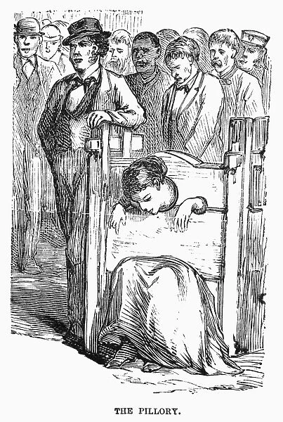 PRISON: THE TOMBS. The pillory at the Tombs prison, New York City. 19th century wood engraving