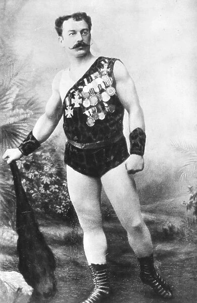 Professor Attila, an American circus strong man. Photographed c1900