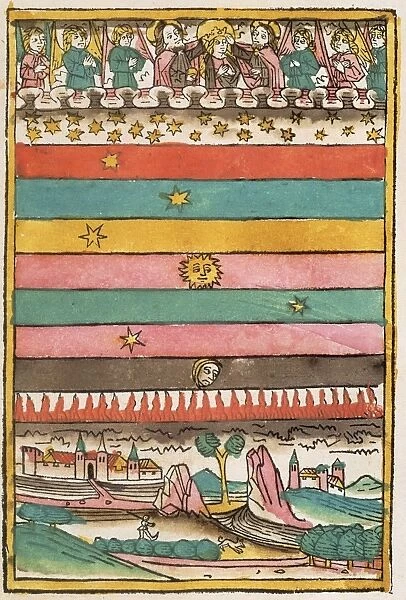 PTOLEMAIC UNIVERSE, 1481. Christian  /  Ptolemaic conception of the universe with God