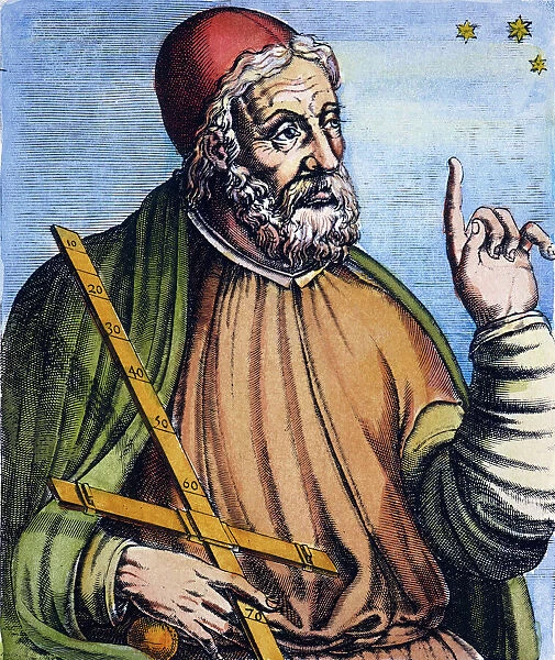 PTOLEMY (2nd CENTURY A. D. ). Alexandrian astronomer, mathematician and geographer: colored line engraving, French, 1584