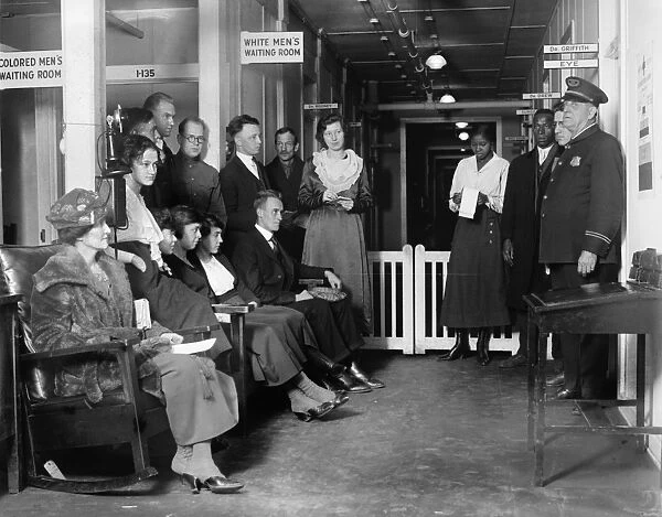 PUBLIC HEALTH DISPENSARY. Patients waiting in the segregated waiting room at a