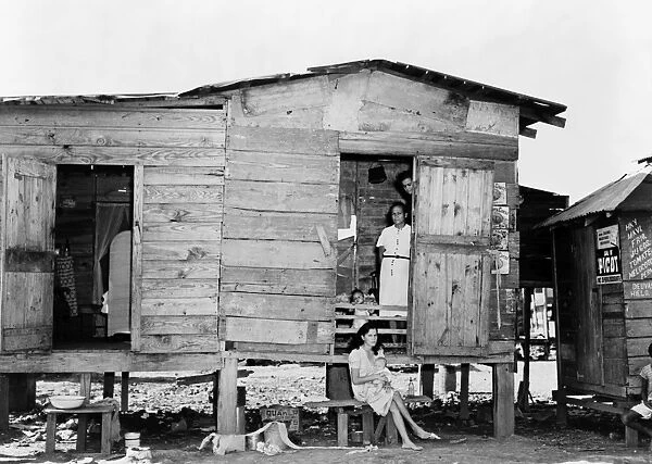 PUERTO RICO: SLUM, 1941. A family standing in the doorway of their delapidated