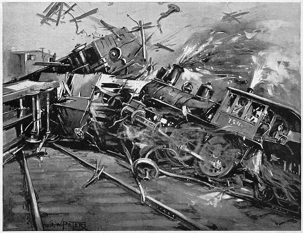 PULLMAN STRIKE, 1894. Crash staged by Pullman Company strikers, who drove a switch engine