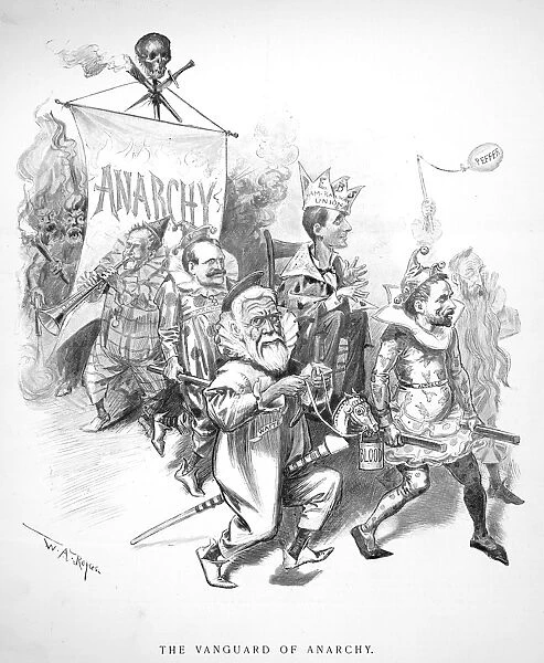 PULLMAN STRIKE CARTOON. The Vanguard of Anarchy. Cartoon by W. A. Rogers, July 1894