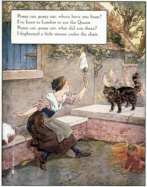 Pussy cat, pussy cat. Illustration by Frederick Richardson for a 1915 edition of Mother Goose