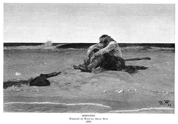 PYLE: MAROONED, 1887. Wood engraving by Henry Wolf after an illustration by Howard Pyle