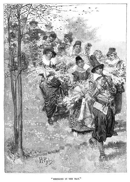 PYLE: MAY DAY. Bringing in the May. Engraving after a drawing by Howard Pyle, 1887
