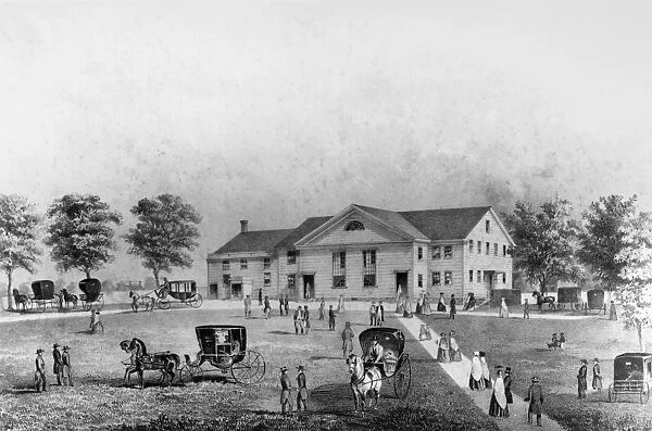 QUAKER MEETING HOUSE, 1857. The Friends Meeting House at Newport, Rhode Island